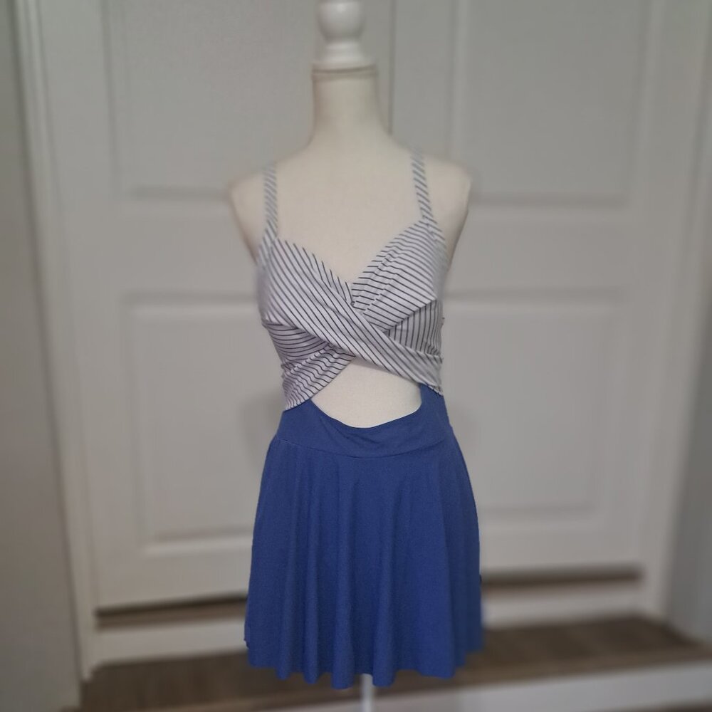 B2prity Cutout One Piece Swimsuit V Neck Wrap Tie Back Tummy Control XL NWT